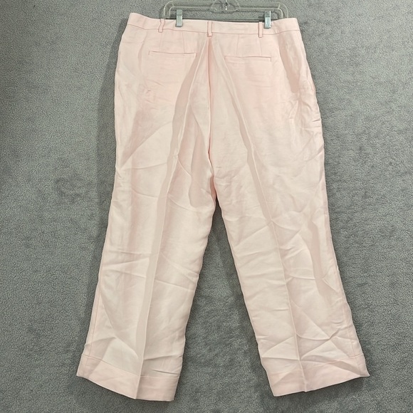 NEW Lauren Ralph Lauren Women's 14W Plus Size Linen-Blend Cropped Pink Opal Pant - Picture 3 of 8